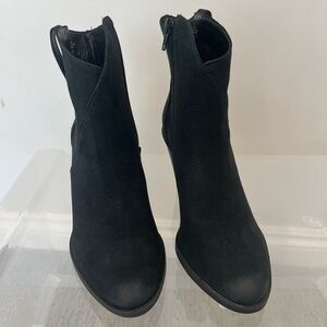 Black Suede Western Booties, Size 6.5